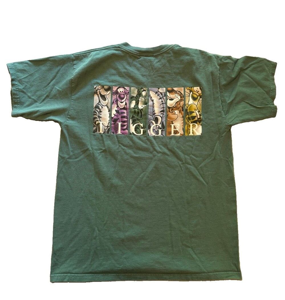 Vintage 90s Winnie the Pooh Tigger Cartoon Disney Green Large T-Shirt